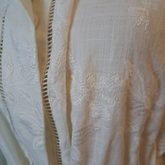 Chico's medium Petite 12-14 jacket rayon linen long snap front drawstrin… - Picture 6 of 7